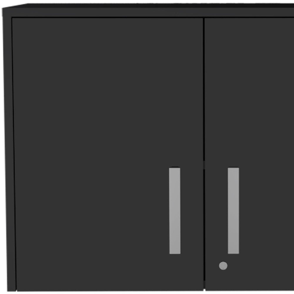 20" Black Wood Wall Mounted Storage Cabinet With Two Doors - GreatEagleInc