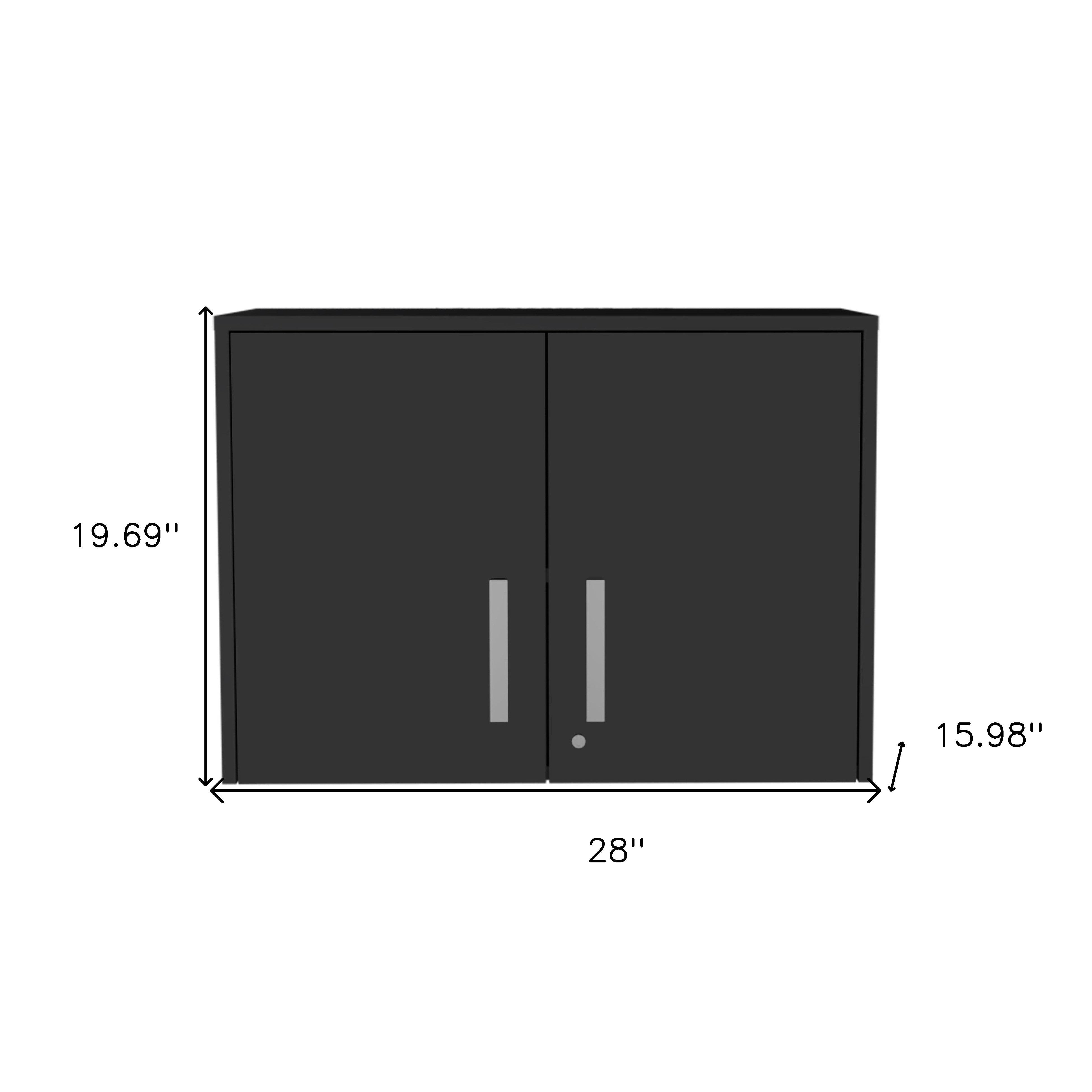 20" Black Wood Wall Mounted Storage Cabinet With Two Doors - GreatEagleInc