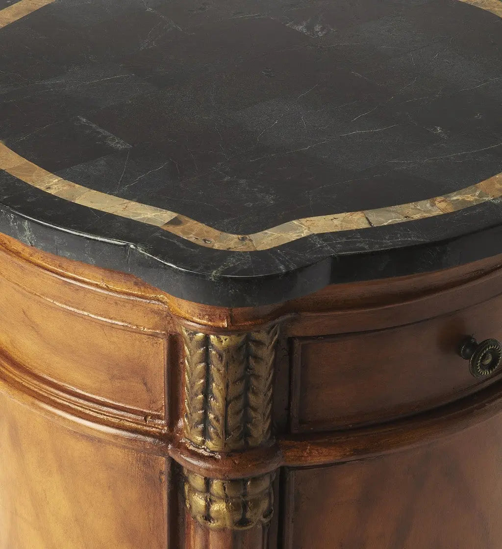 20" Black and Brown Stone and Wood Free Form Coffee Table With Drawer Homeroots Living Room