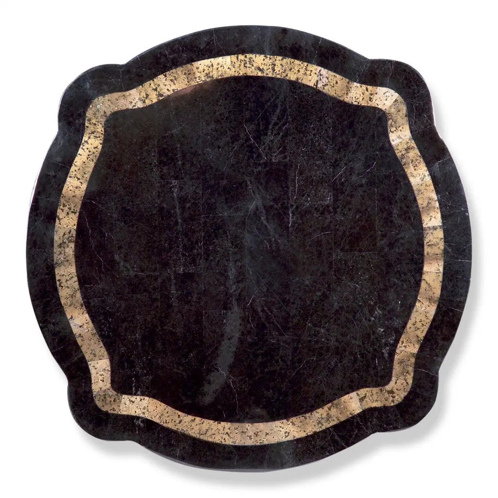 20" Black and Brown Stone and Wood Free Form Coffee Table With Drawer Homeroots Living Room
