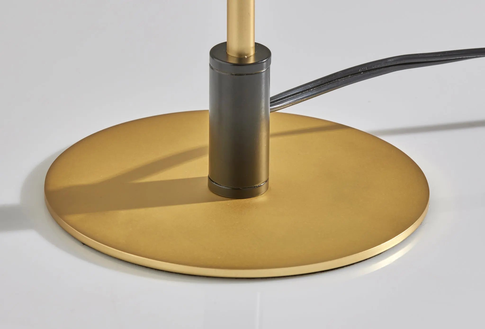 20" Black and Gold Metal Two Light Candlestick LED Table Lamp With Brass Cone Shade - GreatEagleInc