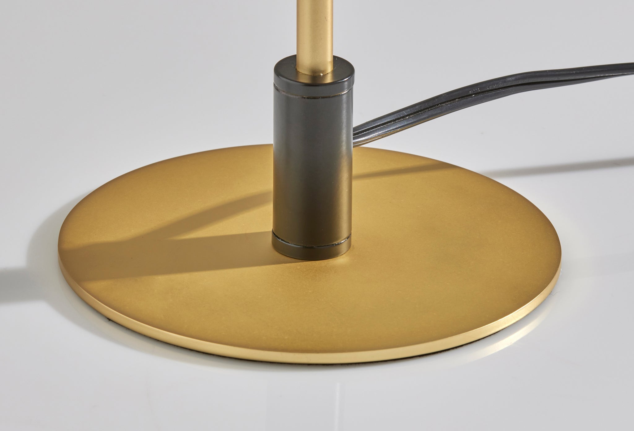 20" Black and Gold Metal Two Light Candlestick LED Table Lamp With Brass Cone Shade - GreatEagleInc