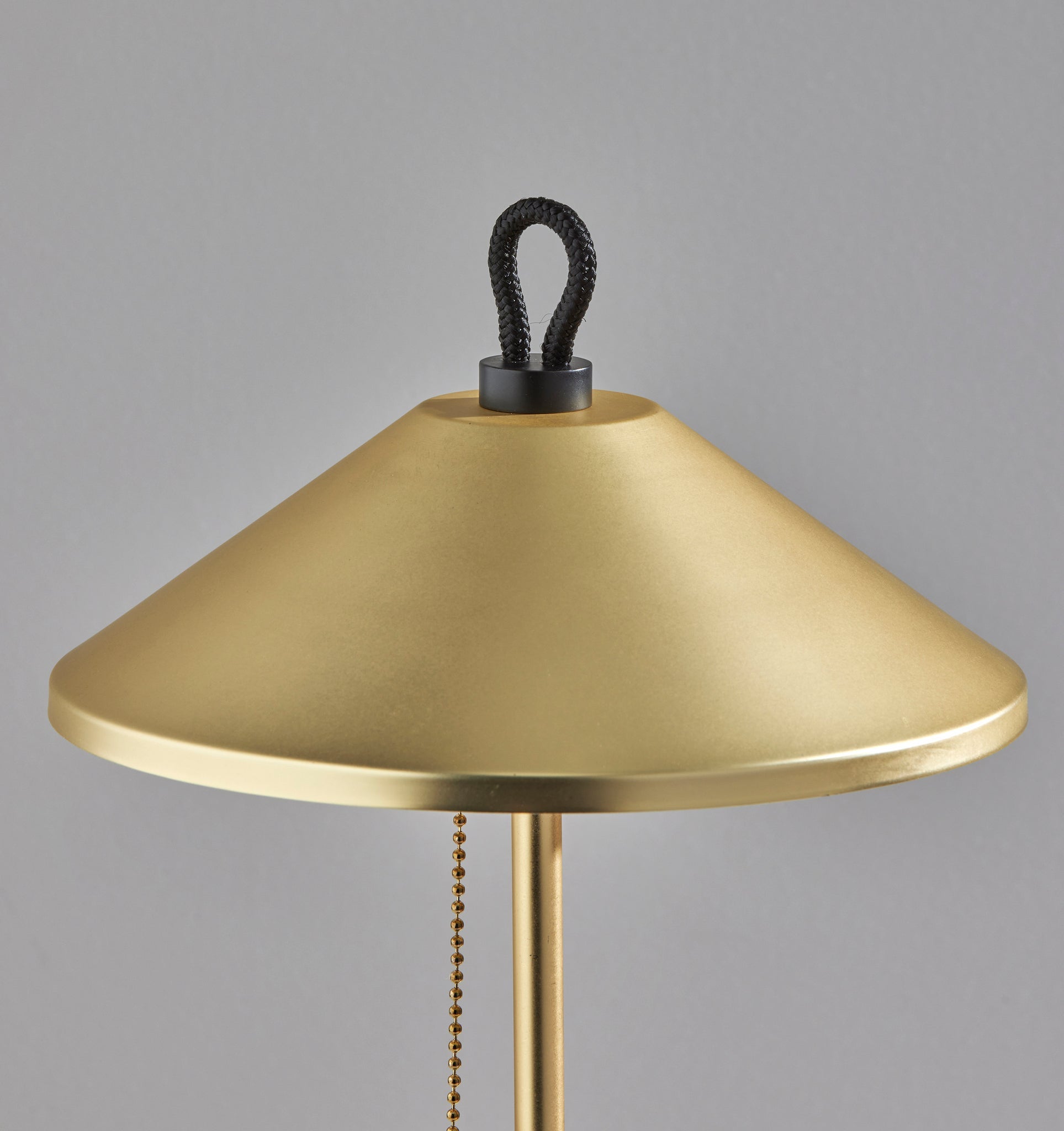 20" Black and Gold Metal Two Light Candlestick LED Table Lamp With Brass Cone Shade - GreatEagleInc