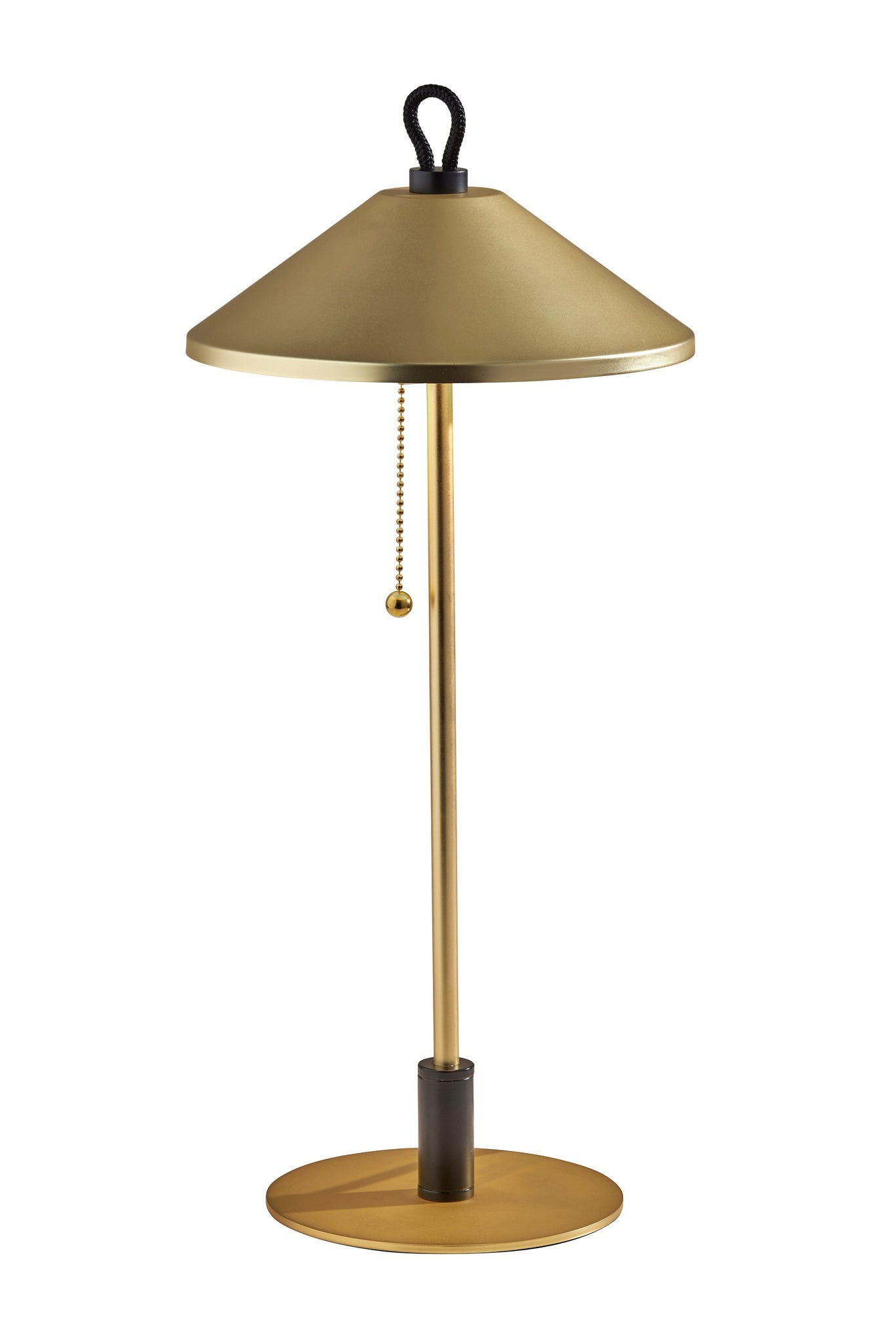 20" Black and Gold Metal Two Light Candlestick LED Table Lamp With Brass Cone Shade - GreatEagleInc