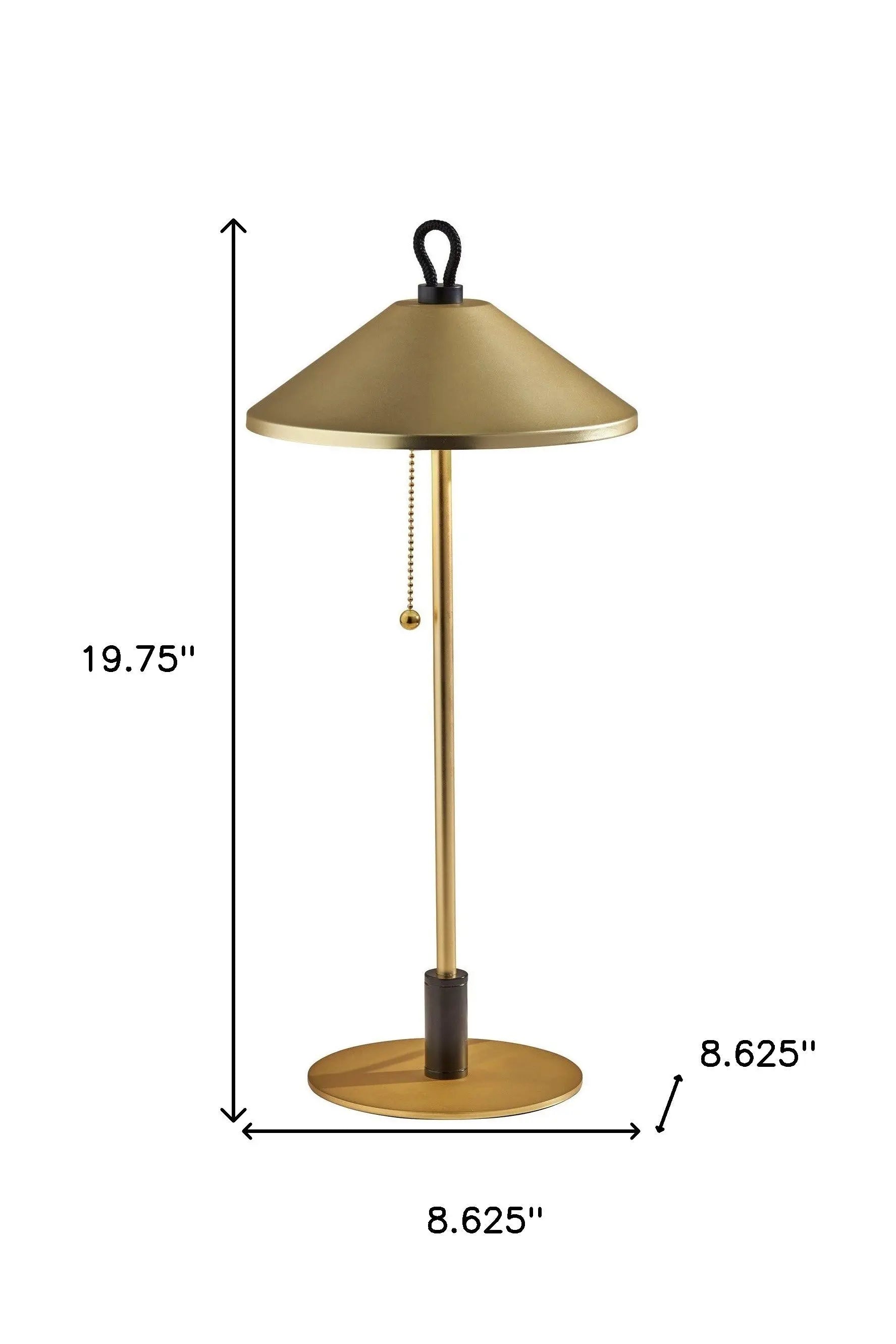 20" Black and Gold Metal Two Light Candlestick LED Table Lamp With Brass Cone Shade - GreatEagleInc