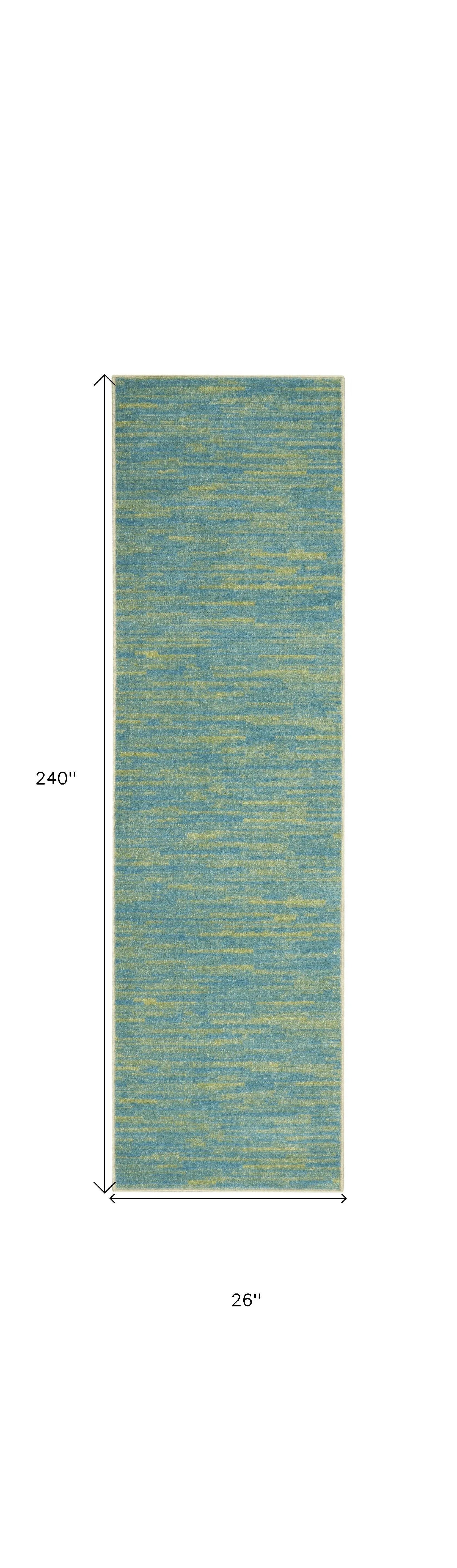 20' Blue And Green Indoor Outdoor Runner Rug Homeroots Outdoor