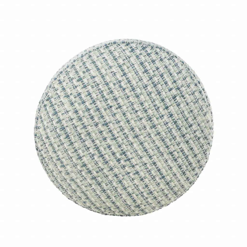 20" Blue Polyester Round Geometric Indoor Outdoor Pouf Ottoman Homeroots Outdoor