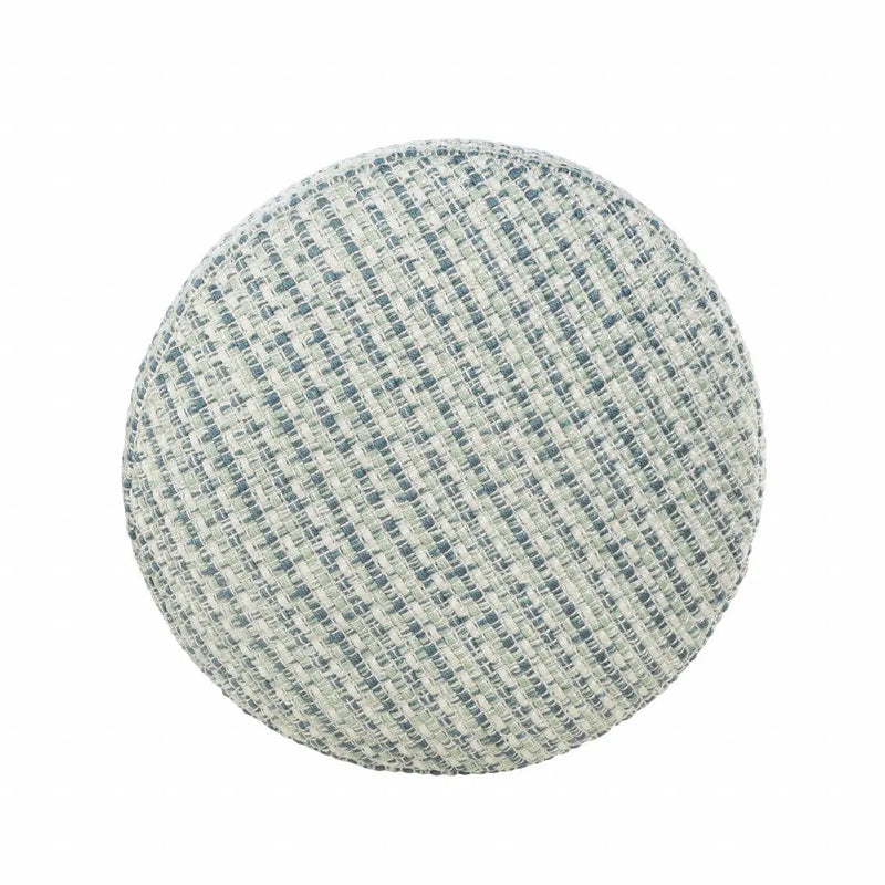 20" Blue Polyester Round Geometric Indoor Outdoor Pouf Ottoman Homeroots Outdoor
