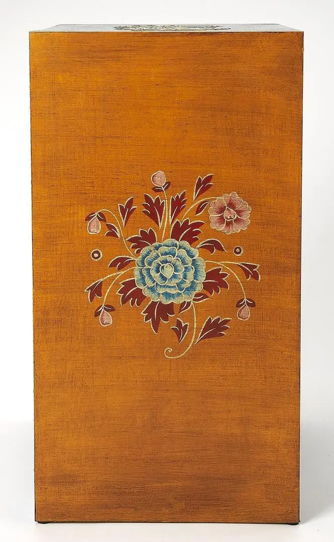 20" Blue and Brown Hand Painted Wood Accent Cabinet With Three Drawers Homeroots Kitchen & Dining