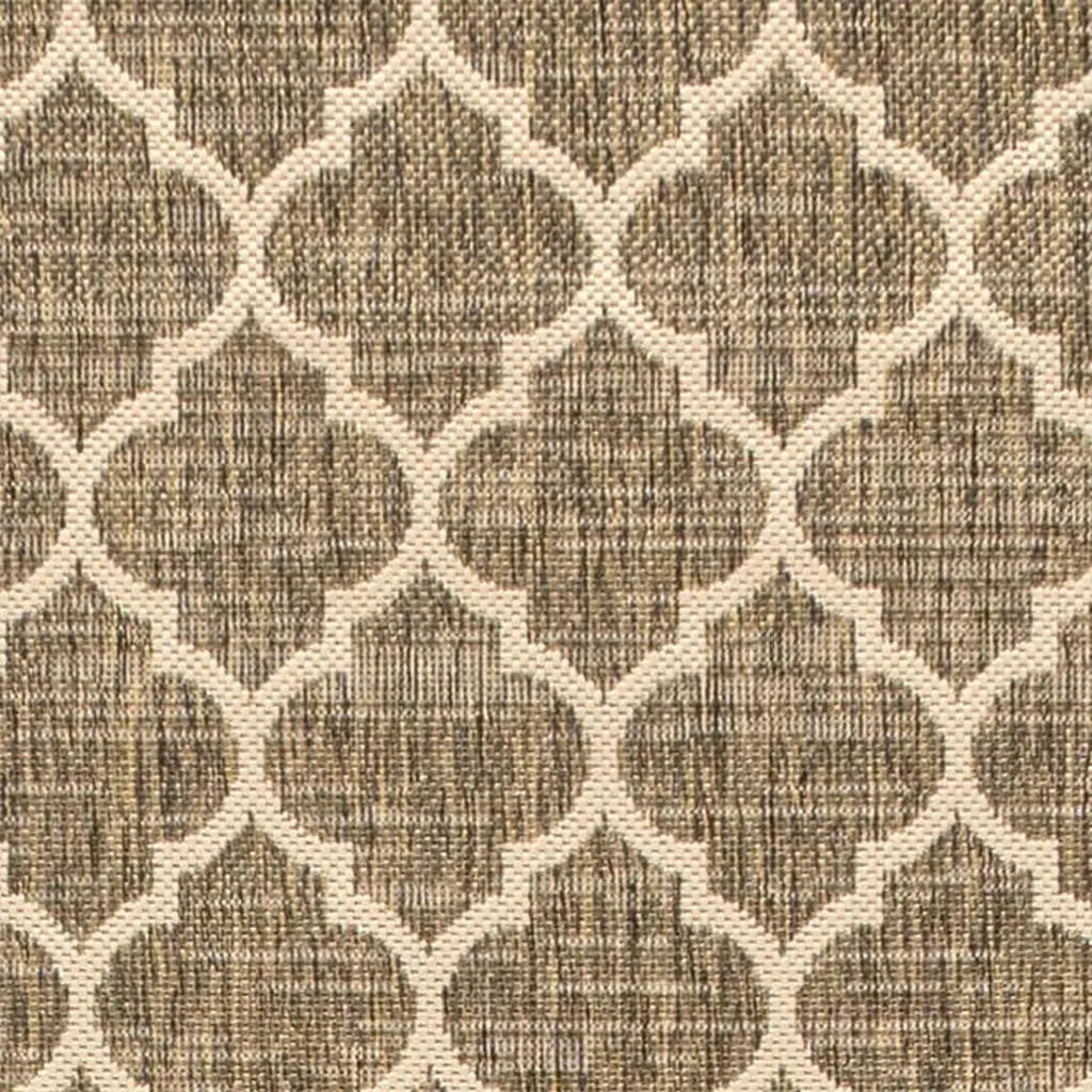 20' Brown And Beige Geometric Indoor Outdoor Runner Rug - GreatEagleInc