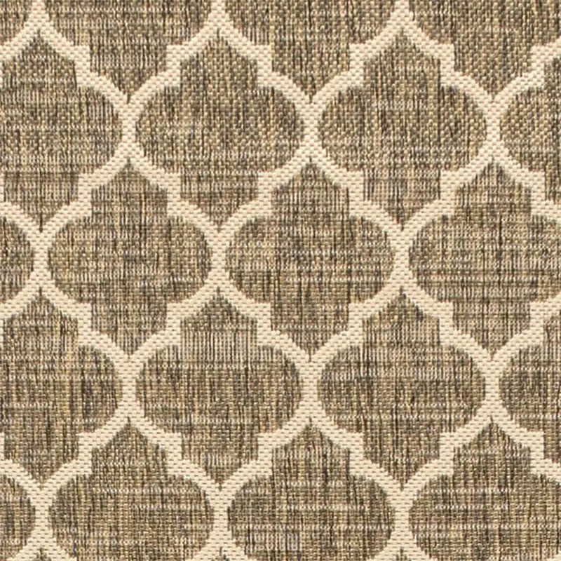 20' Brown And Beige Geometric Indoor Outdoor Runner Rug - GreatEagleInc