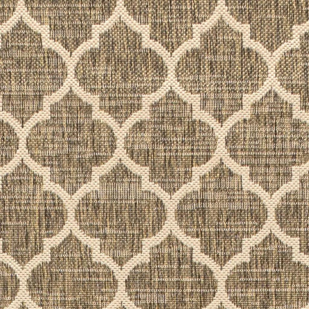20' Brown And Beige Geometric Indoor Outdoor Runner Rug - GreatEagleInc