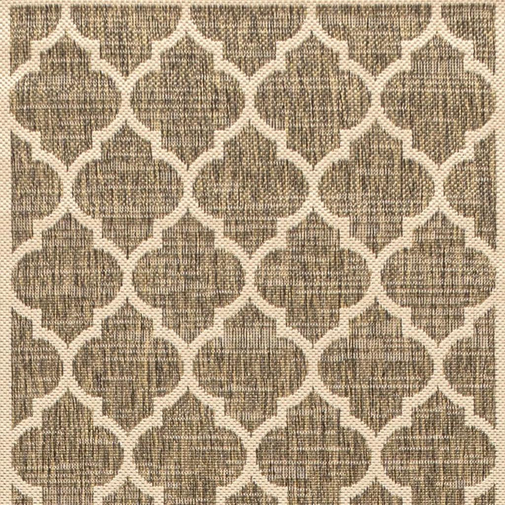 20' Brown And Beige Geometric Indoor Outdoor Runner Rug - GreatEagleInc