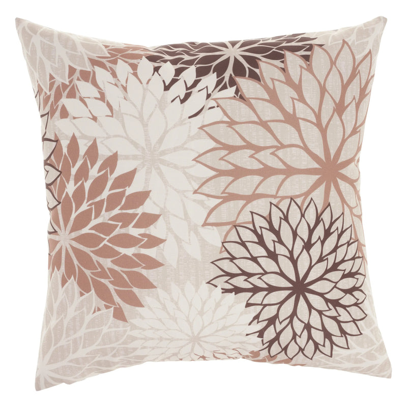 20" Brown Beige and Ivory Floral Indoor Outdoor Throw Pillow Homeroots Outdoor