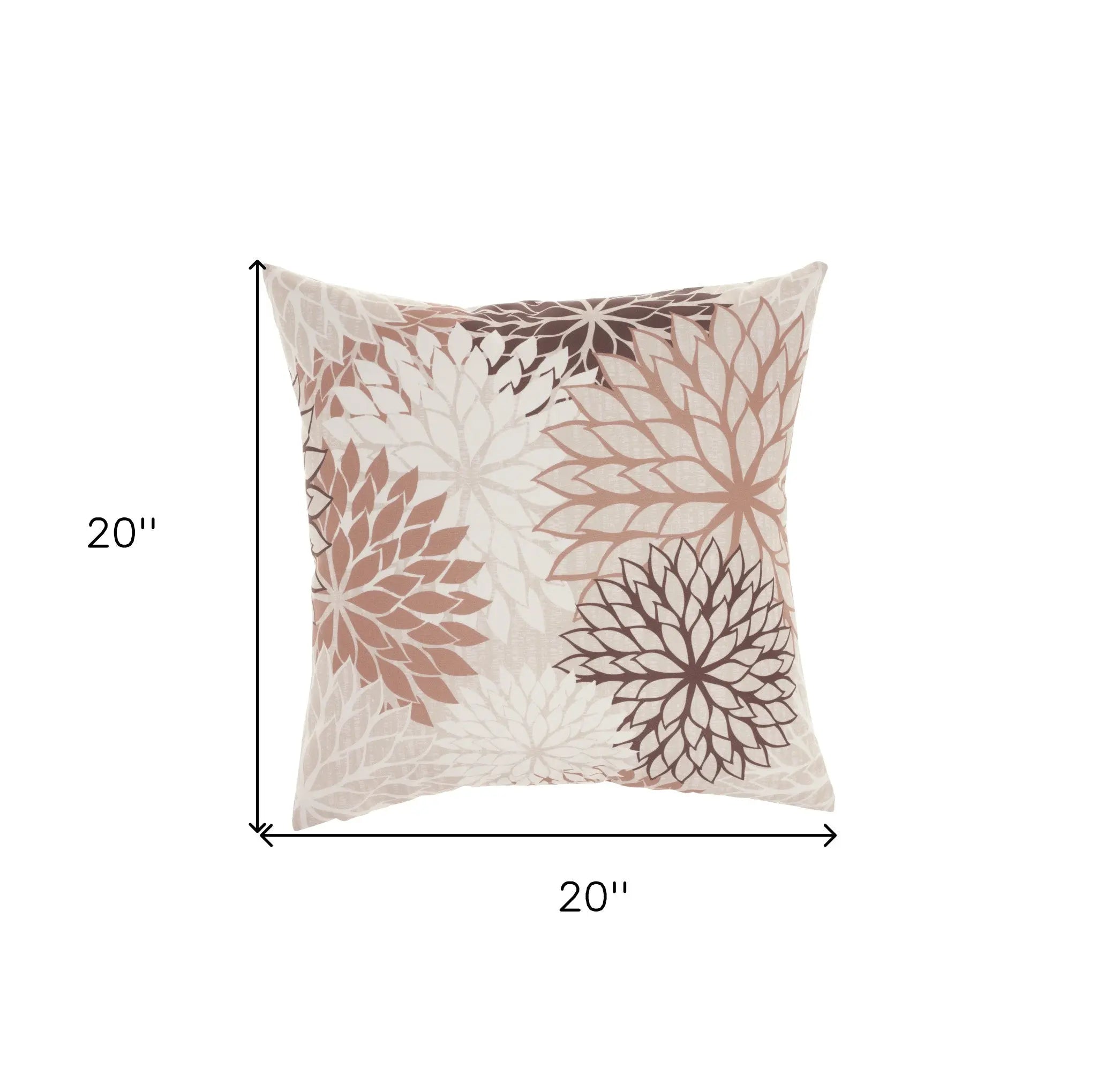 20" Brown Beige and Ivory Floral Indoor Outdoor Throw Pillow Homeroots Outdoor