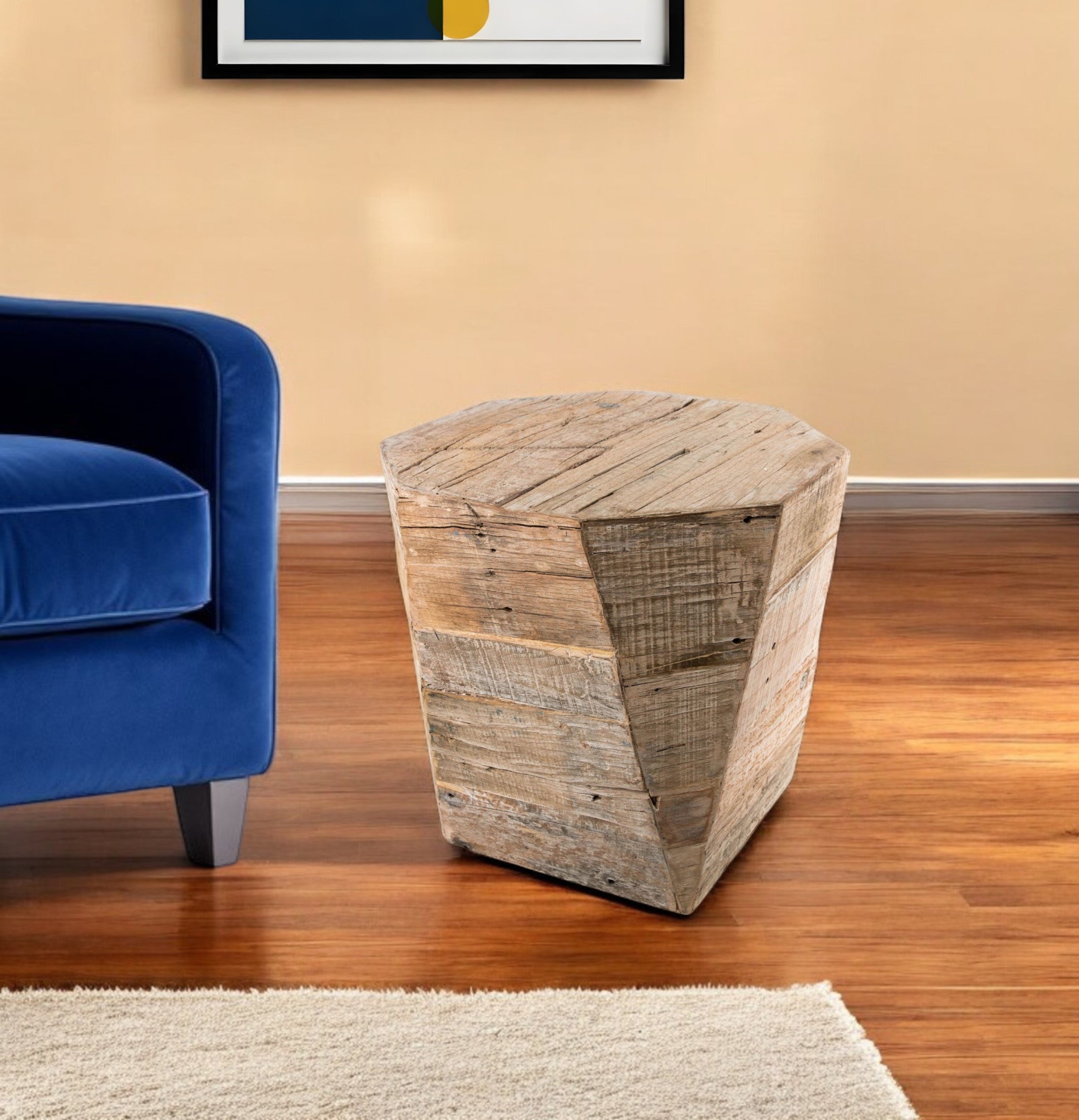 20" Brown Distressed Solid Wood Hexagonal Top Table - GreatEagleInc