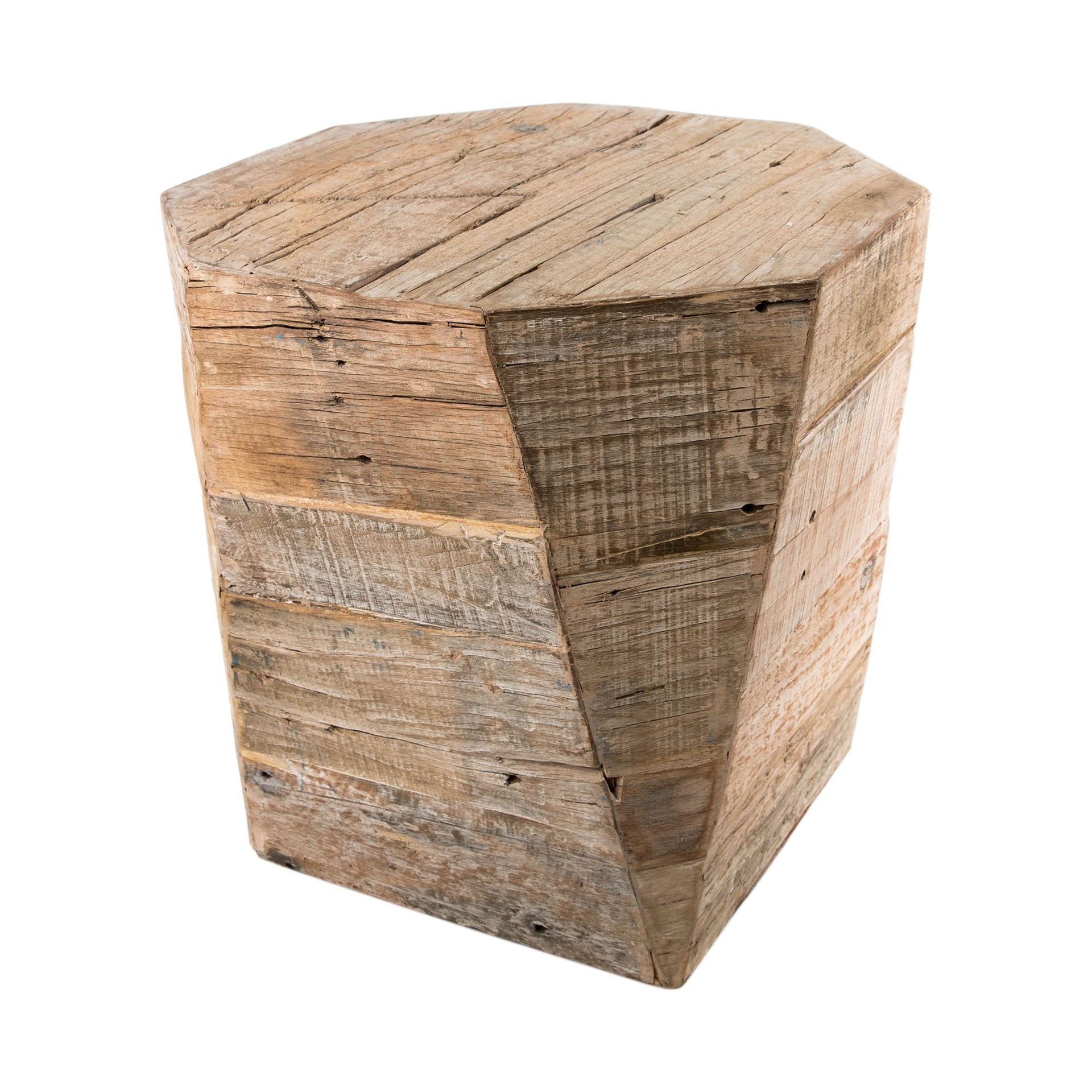20" Brown Distressed Solid Wood Hexagonal Top Table - GreatEagleInc
