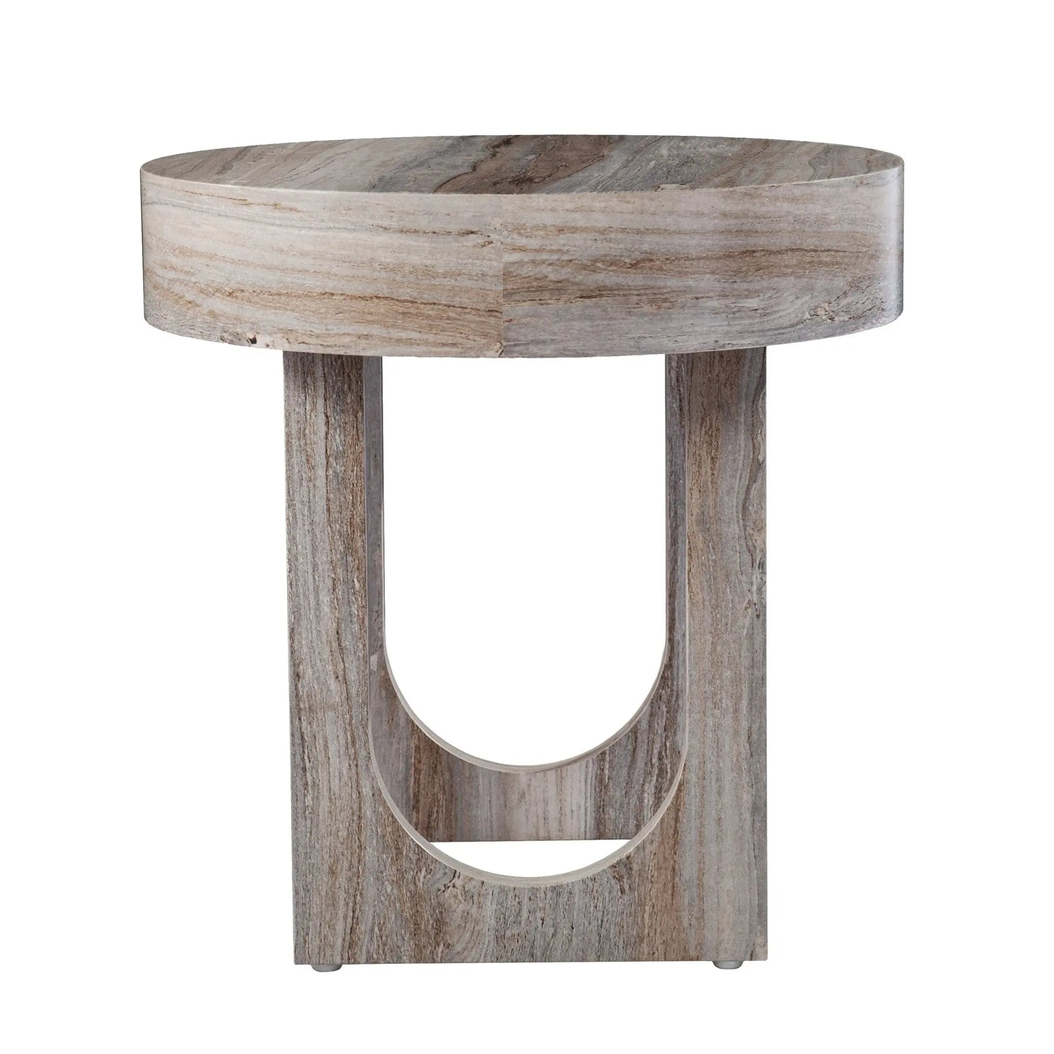 20" Brown Manufactured Wood Round End Table Homeroots Living Room