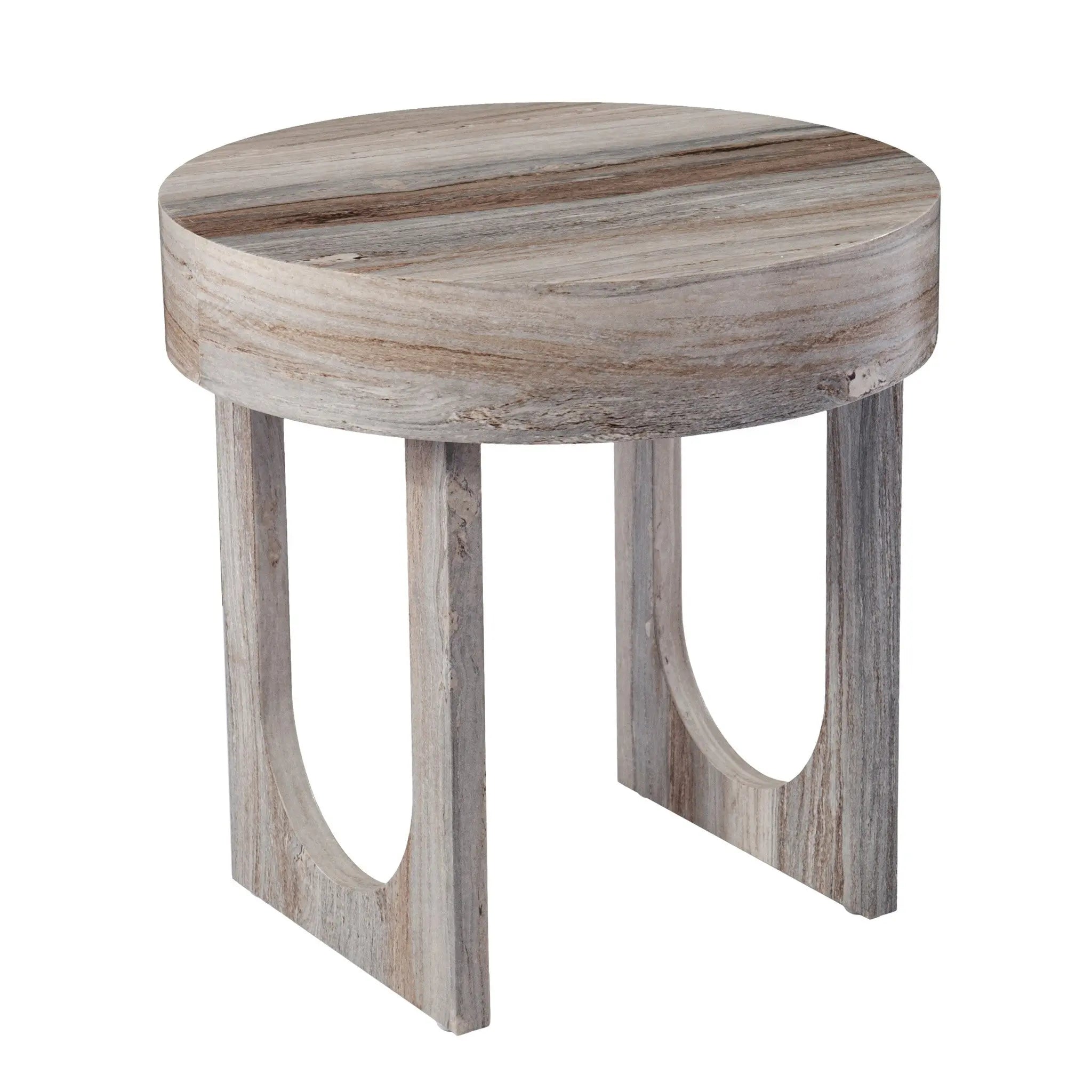 20" Brown Manufactured Wood Round End Table Homeroots Living Room
