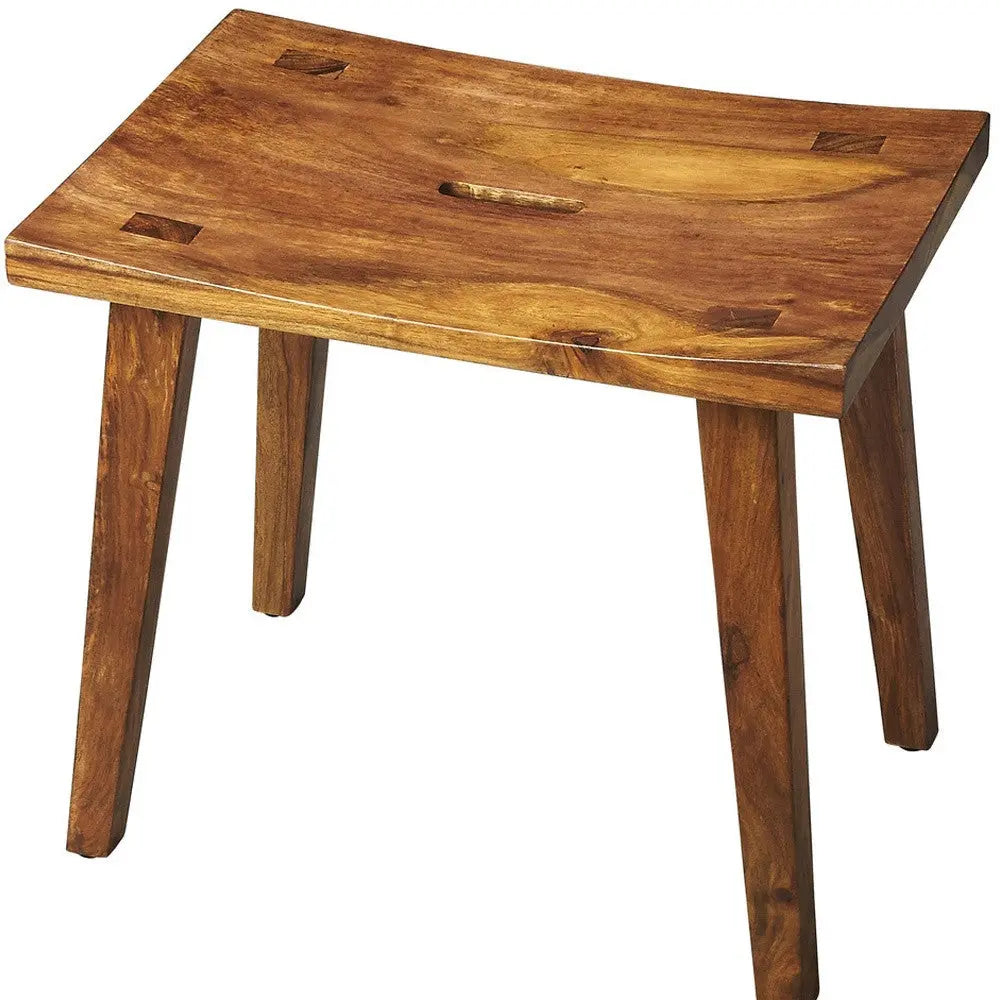 20" Brown Solid Wood Footstool Homeroots Living Room