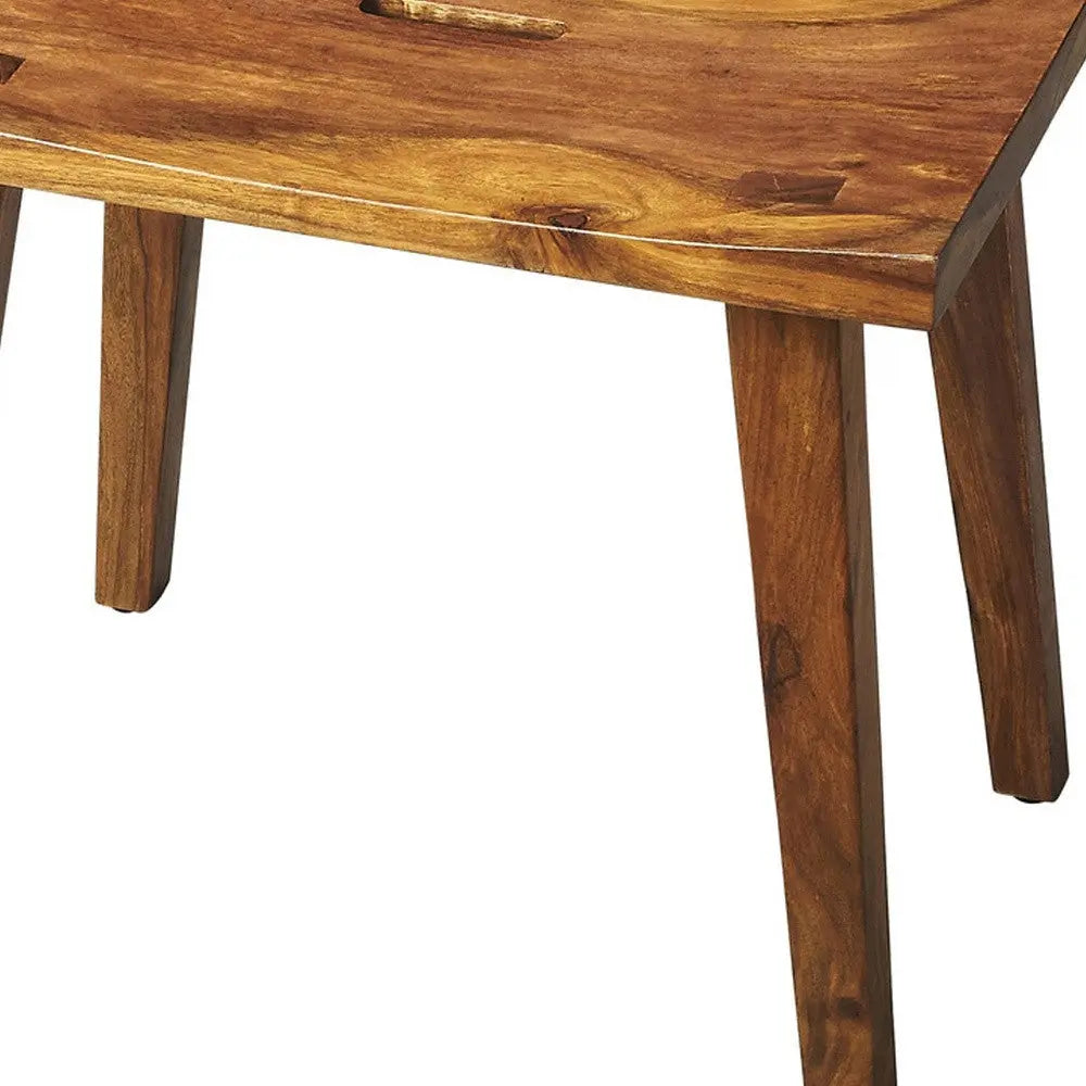 20" Brown Solid Wood Footstool Homeroots Living Room