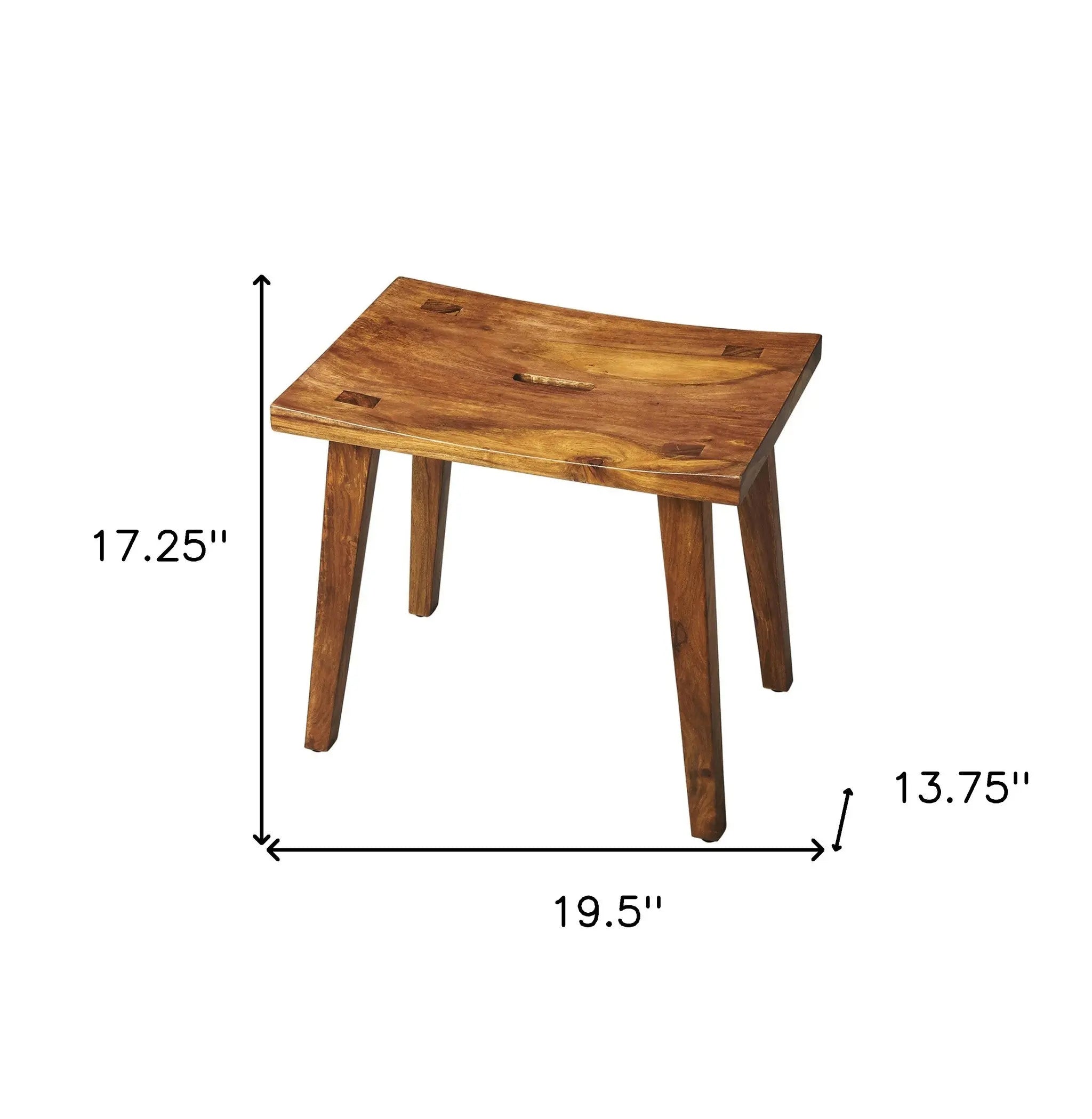 20" Brown Solid Wood Footstool Homeroots Living Room
