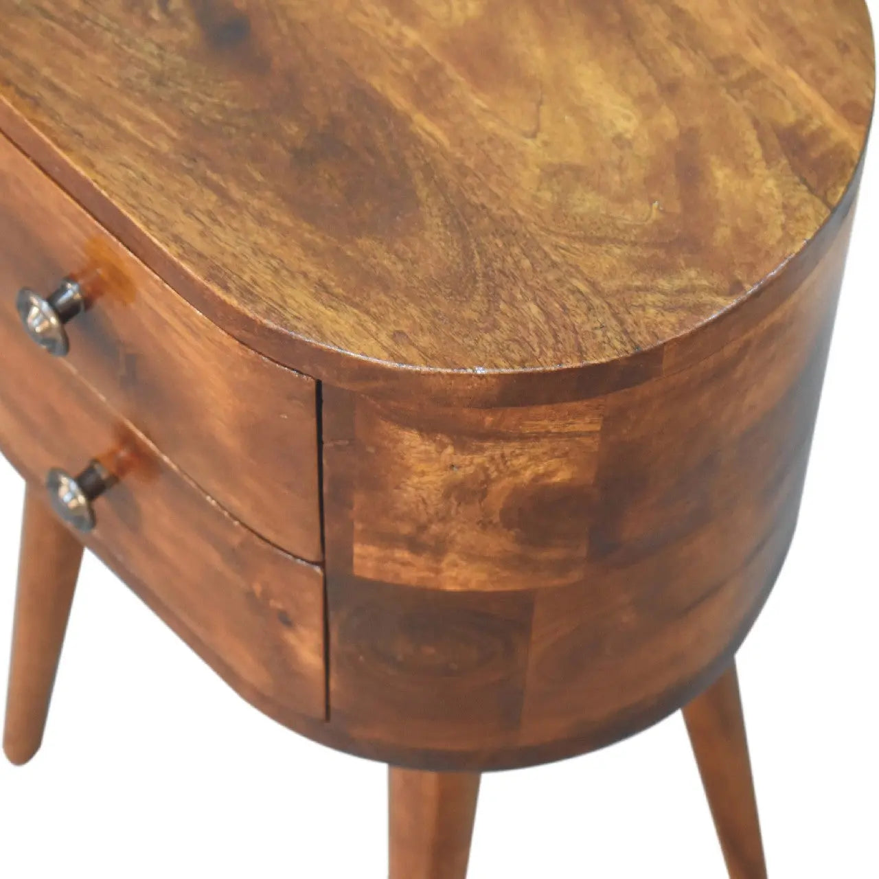 20" Brown Solid Wood Oval Distressed Two Drawer Nightstand Homeroots Bed & Bath