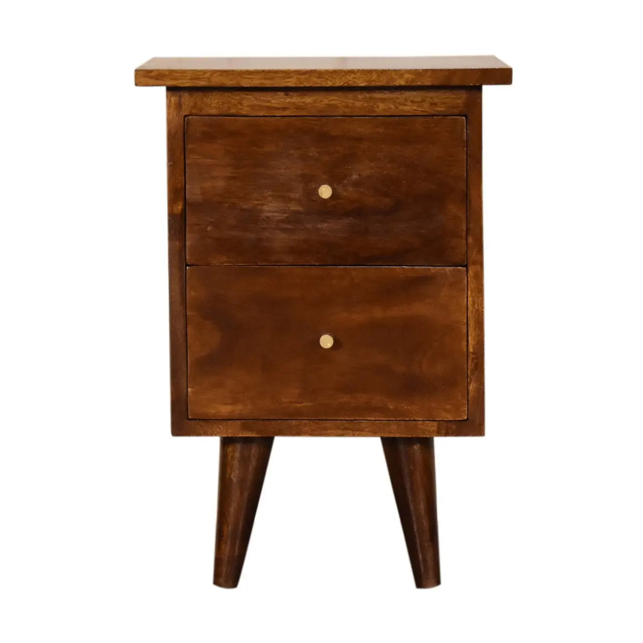20" Brown Solid Wood Two Drawer Nightstand Homeroots Bed & Bath