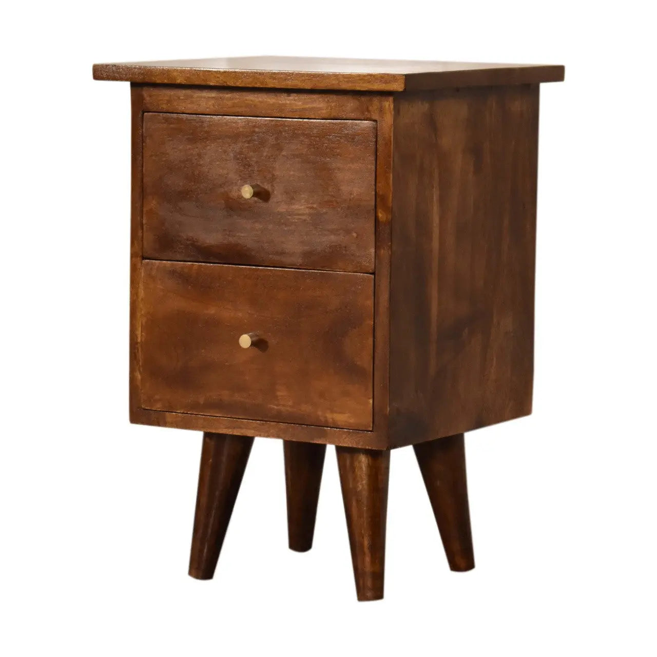 20" Brown Solid Wood Two Drawer Nightstand Homeroots Bed & Bath