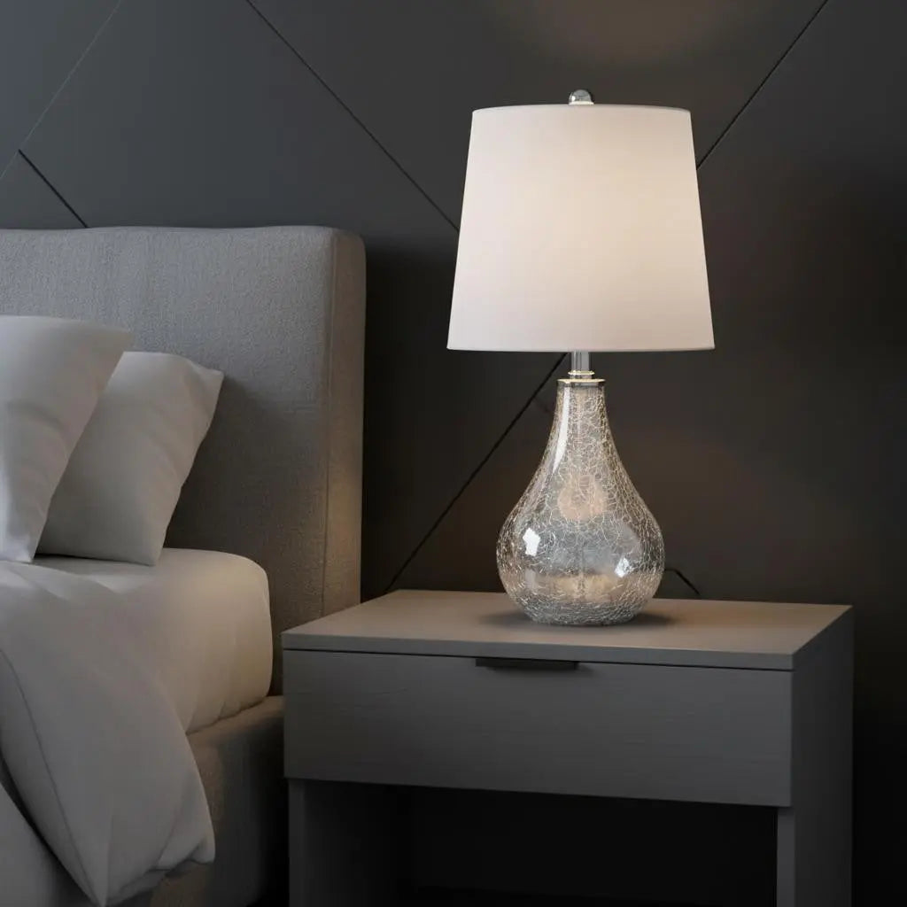 20" Clear Novelty Table Lamp With Drum Shade Homeroots Lighting