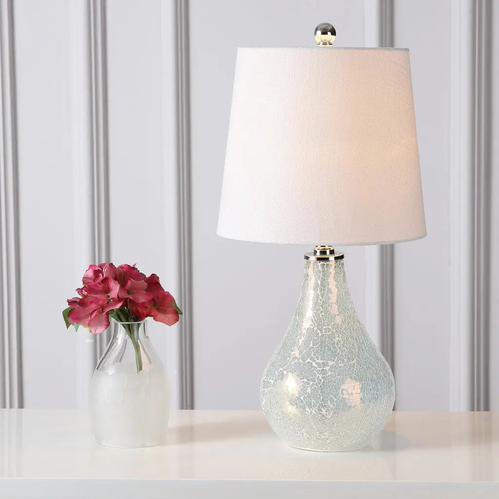 20" Clear Novelty Table Lamp With Drum Shade Homeroots Lighting