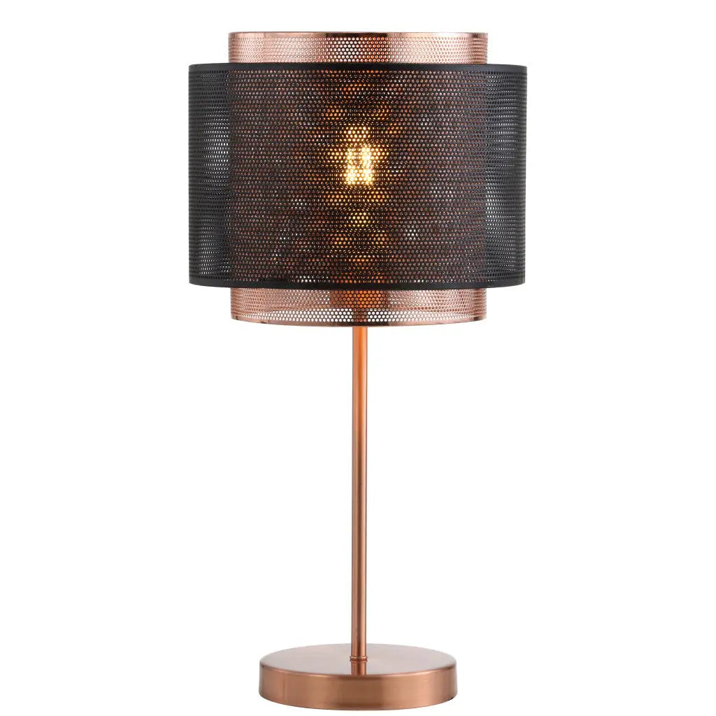 20" Copper Table Lamp With Cylinder Shade Homeroots Lighting