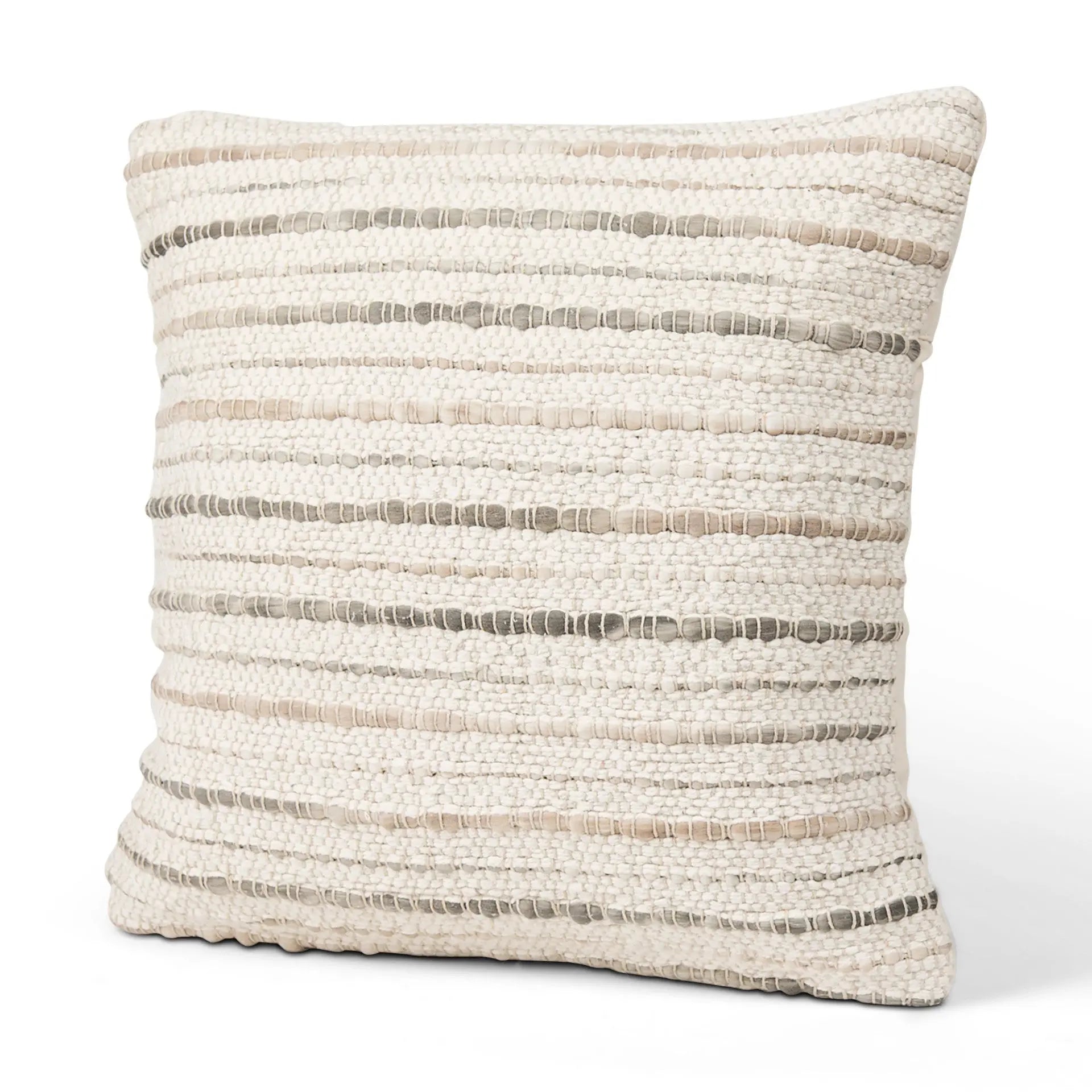 20" Cream And Beige Striped Cotton Blend Throw Pillow Cover Homeroots Home Decor