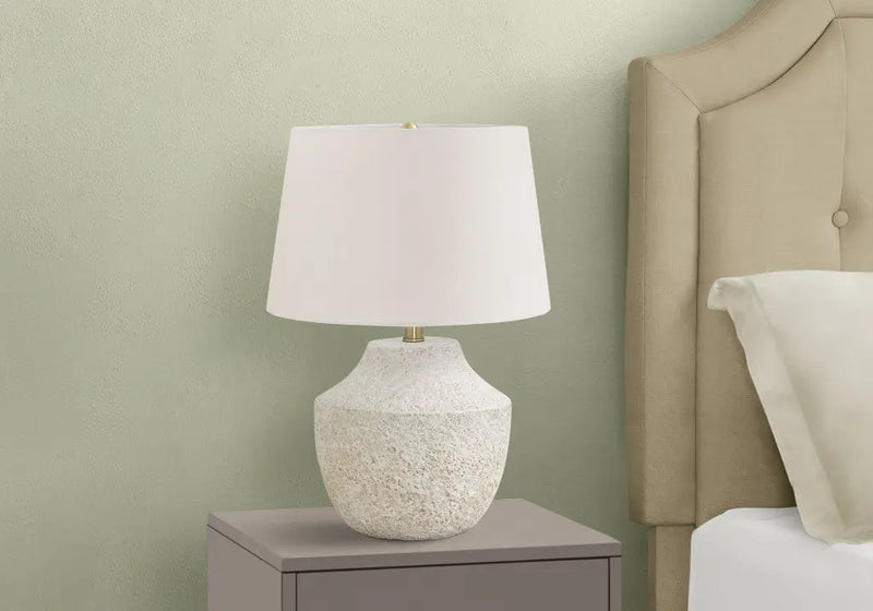 20" Cream Concrete Urn Table Lamp With Cream Empire Shade Homeroots Lighting