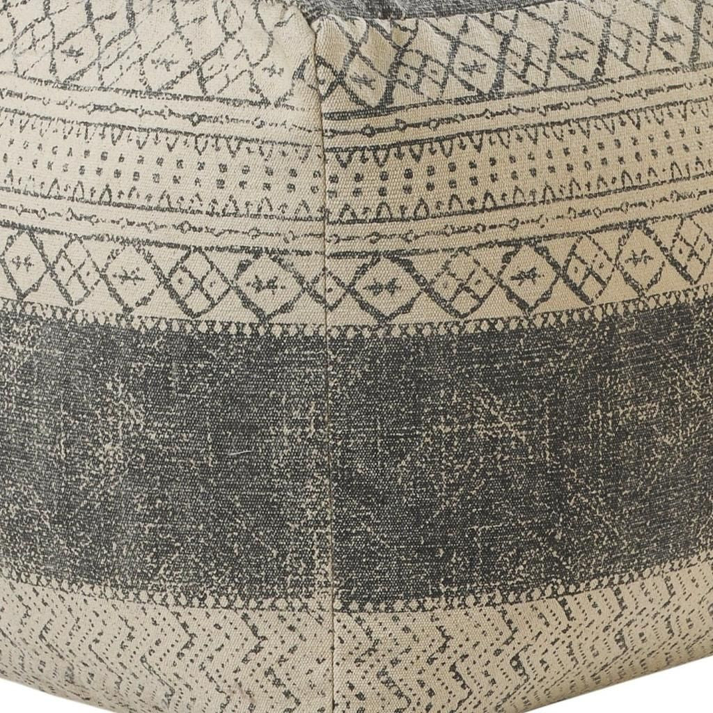 20" Cream Cotton Tribal Pouf Ottoman Homeroots Living Room