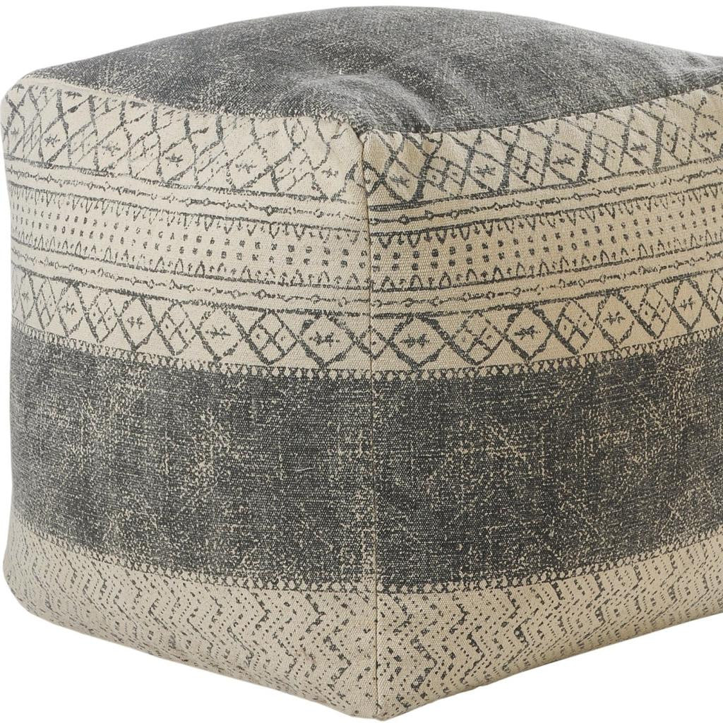 20" Cream Cotton Tribal Pouf Ottoman Homeroots Living Room