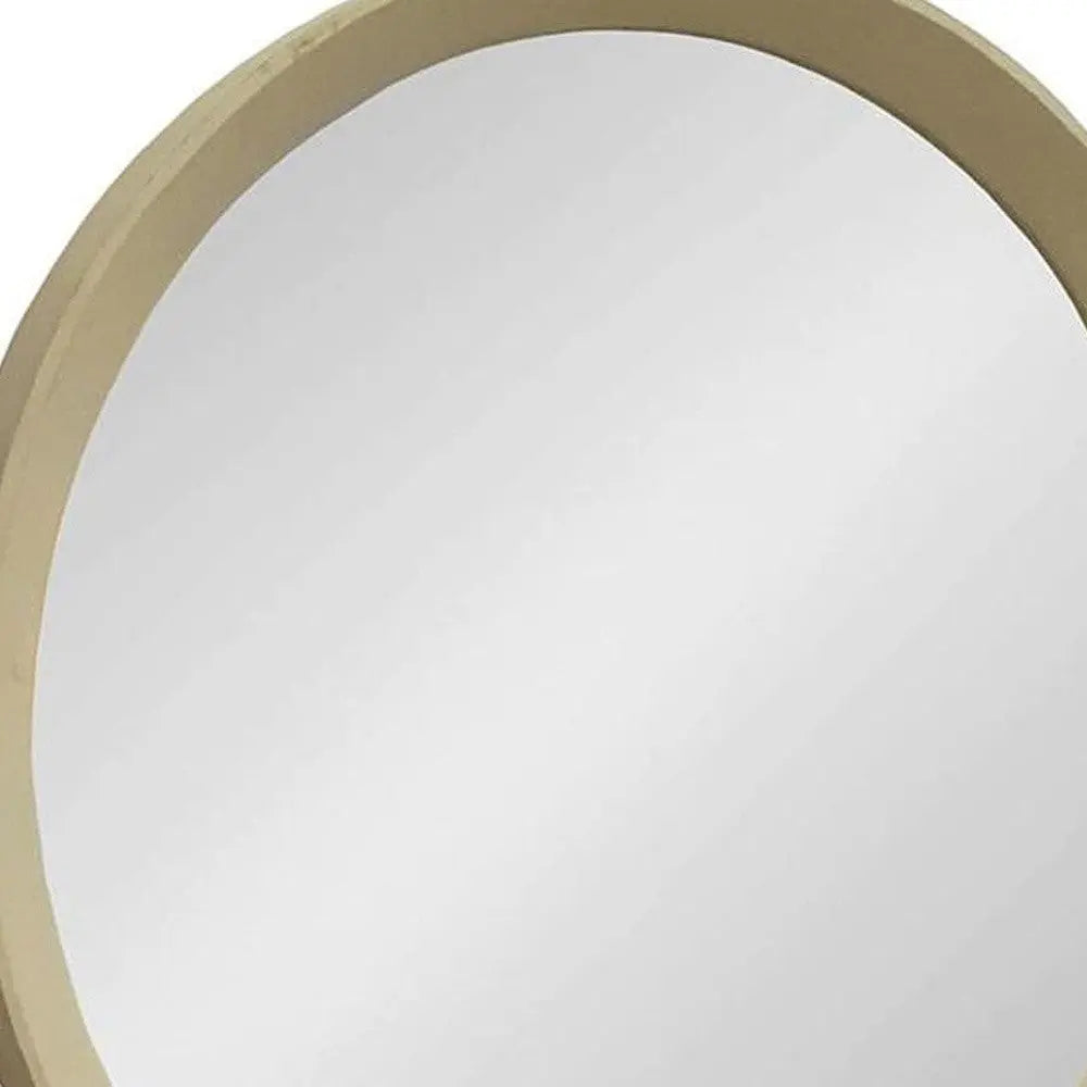 20" Cream Round Wood Framed Accent Mirror Homeroots Bed & Bath