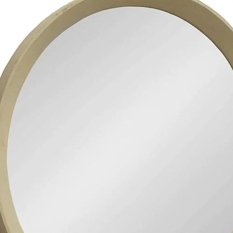 20" Cream Round Wood Framed Accent Mirror Homeroots Bed & Bath