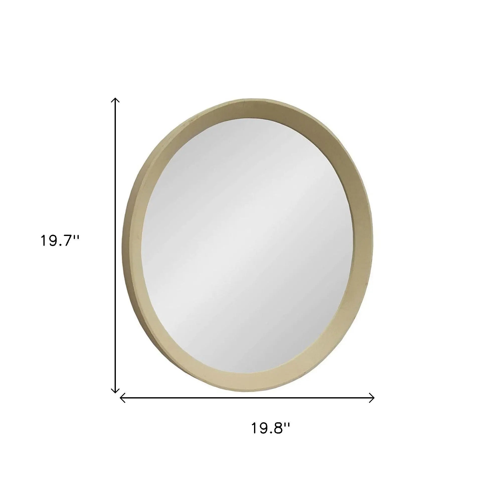 20" Cream Round Wood Framed Accent Mirror Homeroots Bed & Bath