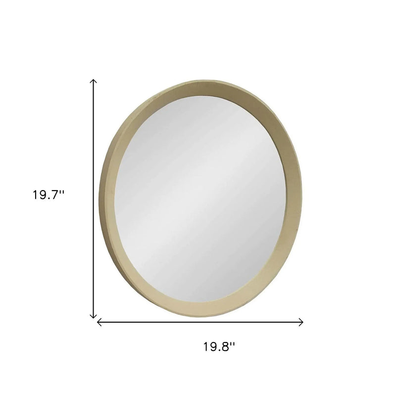 20" Cream Round Wood Framed Accent Mirror Homeroots Bed & Bath