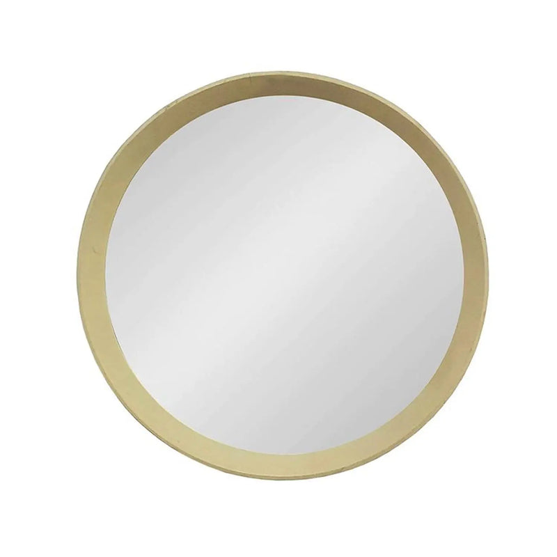 20" Cream Round Wood Framed Accent Mirror Homeroots Bed & Bath