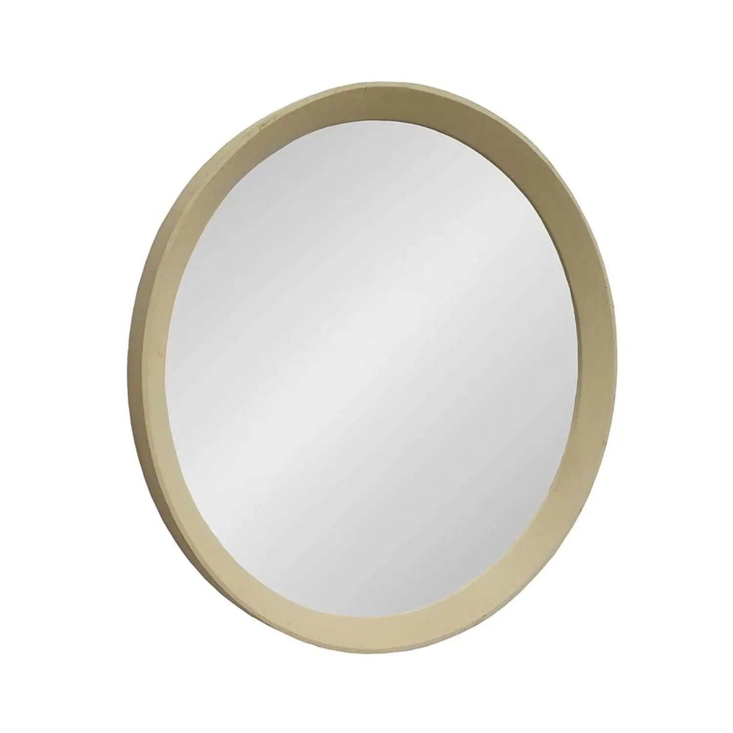 20" Cream Round Wood Framed Accent Mirror Homeroots Bed & Bath