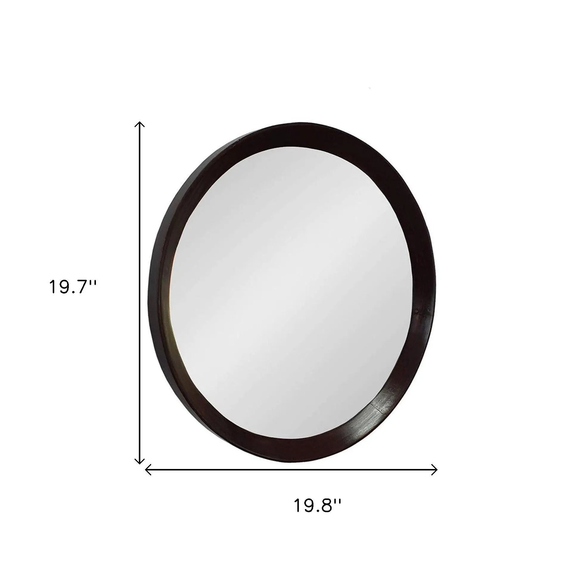 20" Dark Brown Round Wood Framed Accent Mirror Homeroots Bed & Bath