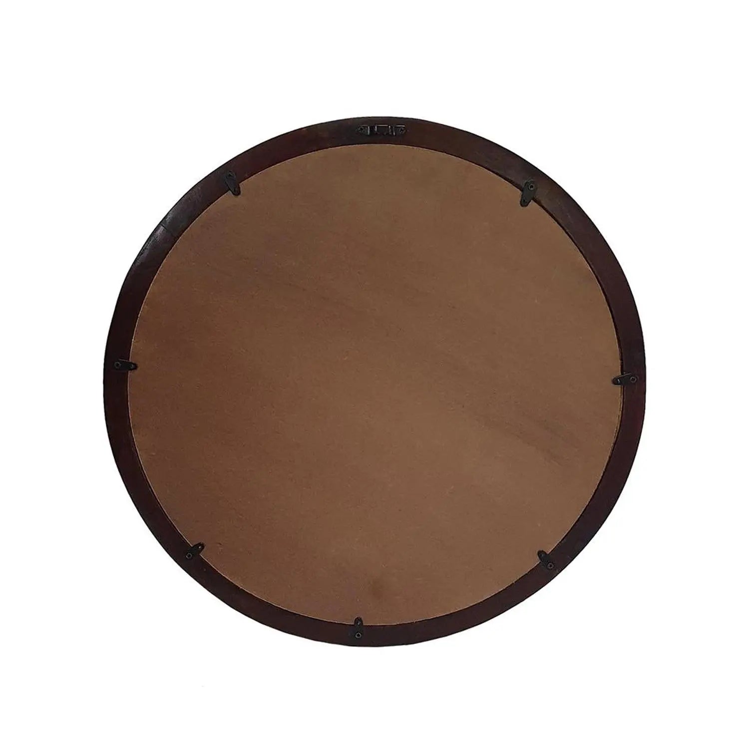 20" Dark Brown Round Wood Framed Accent Mirror Homeroots Bed & Bath