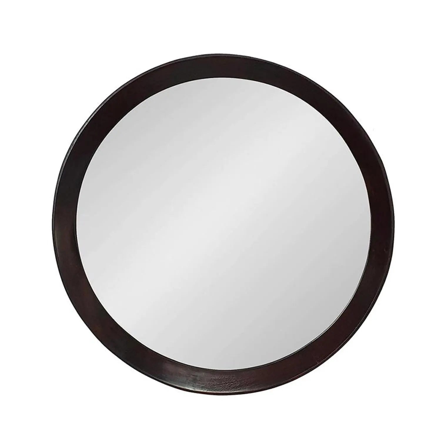 20" Dark Brown Round Wood Framed Accent Mirror Homeroots Bed & Bath