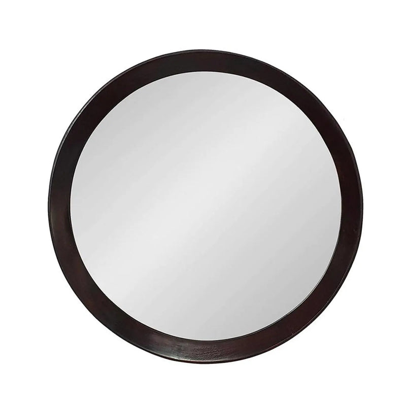 20" Dark Brown Round Wood Framed Accent Mirror Homeroots Bed & Bath
