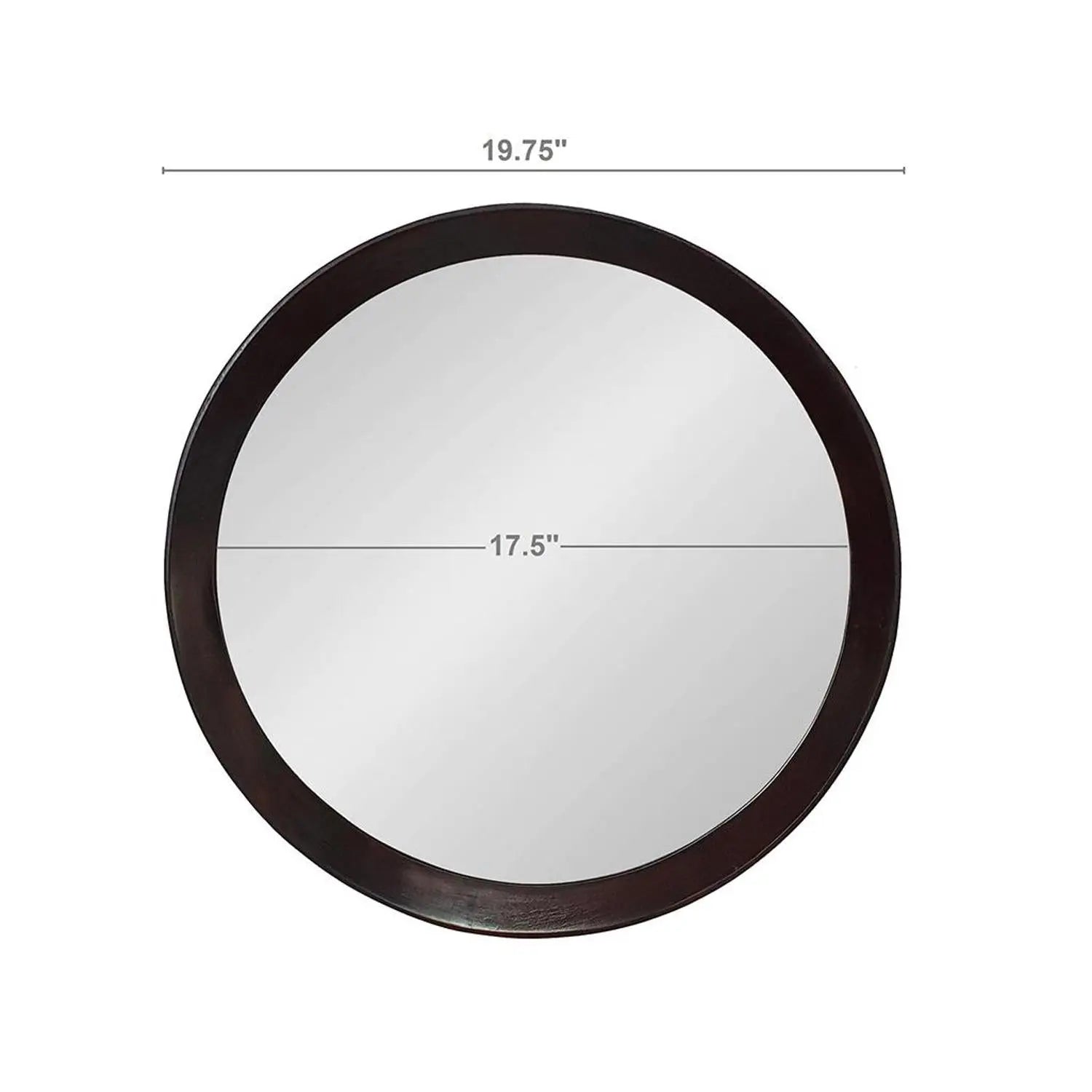 20" Dark Brown Round Wood Framed Accent Mirror Homeroots Bed & Bath