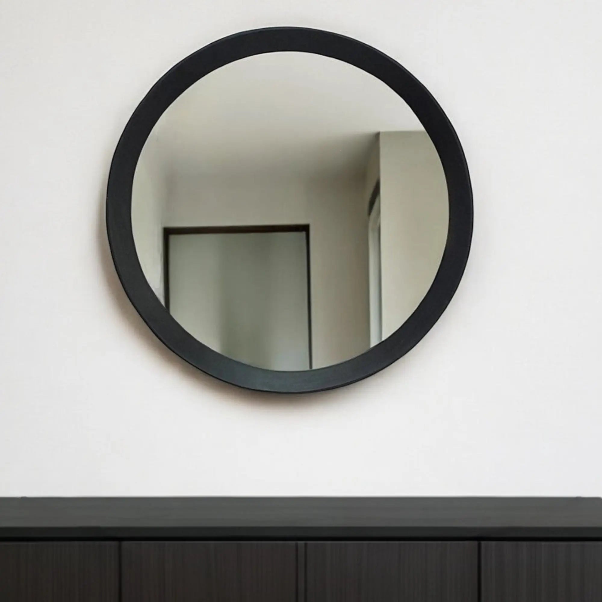 20" Dark Brown Round Wood Framed Accent Mirror Homeroots Bed & Bath
