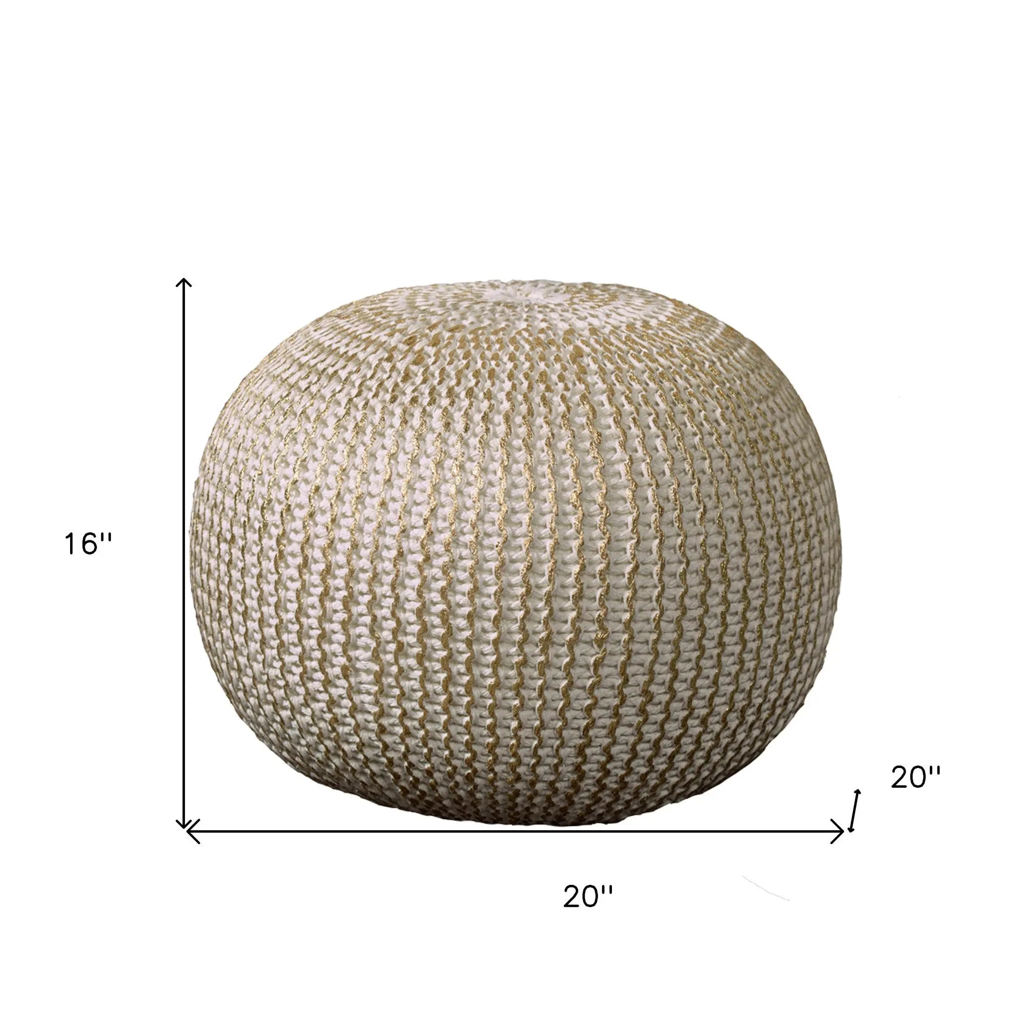 20" Gold Cotton Round Pouf Ottoman Homeroots Living Room