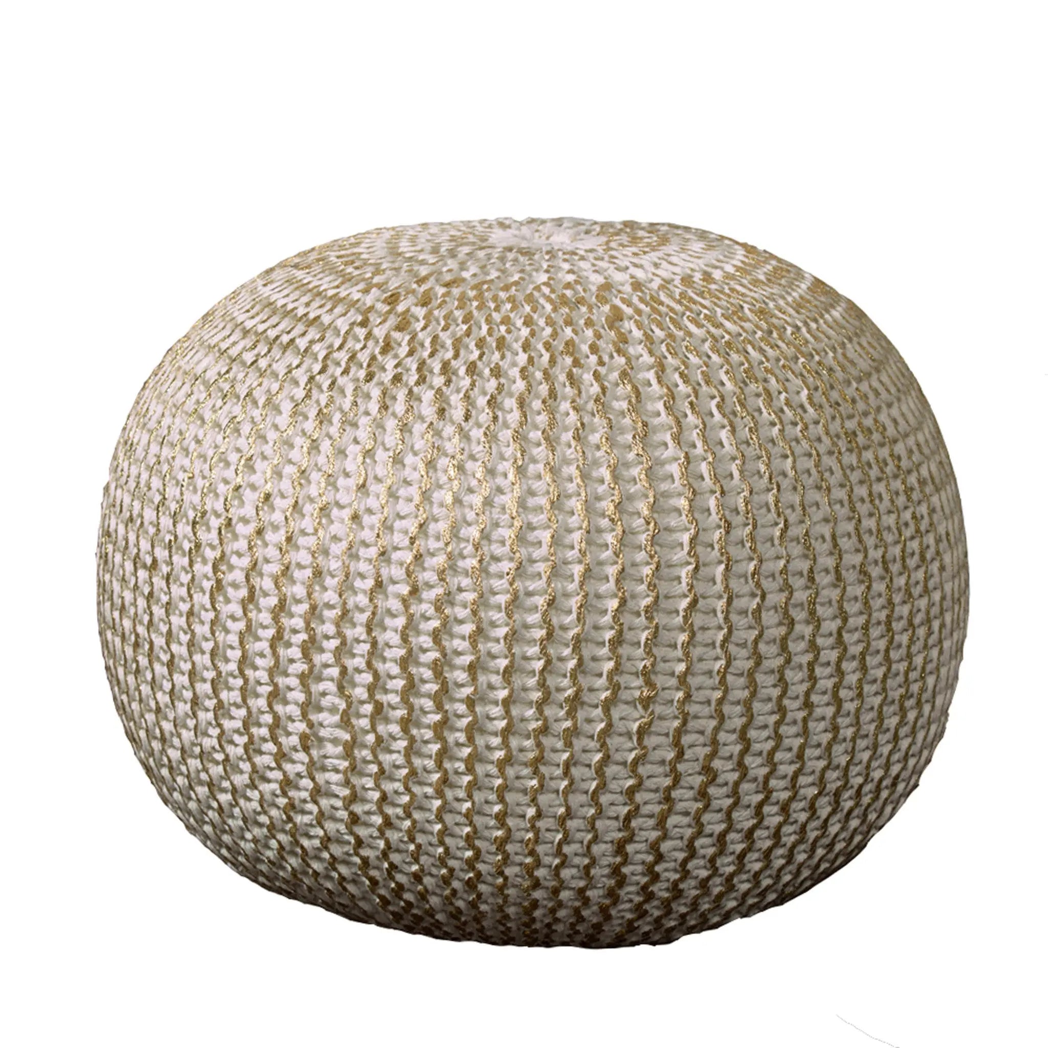 20" Gold Cotton Round Pouf Ottoman Homeroots Living Room